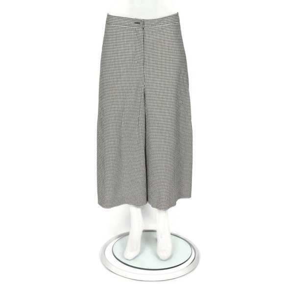 Alexander McQueen Wide Leg Capri Crop Pants Black Gingham McQ size IT 42 - 983 - Picture 1 of 6